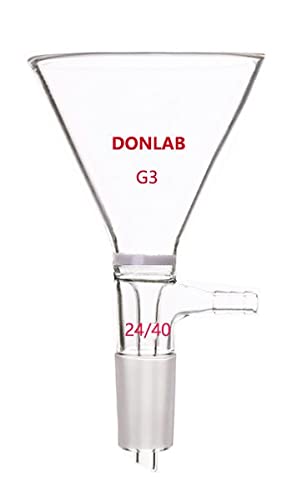 DONLAB EEG3060 Glass 60mm Filter Funnel with Fritted Disc G3 Pore Size 16-30μm #24 Ground Joint Hose Connection