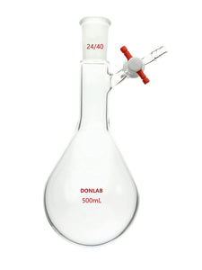 DONLAB FLR-01 ASTM STD Glass SCHLENK Reaction Flask 24/40 Joint with PTFE Stopcock 50ml,100ml,200ml,500ml,1000ml/1L