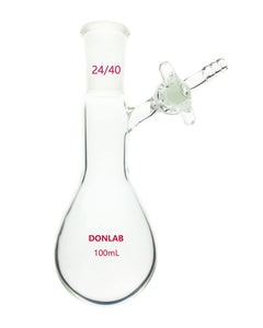 DONLAB FLR-01 ASTM STD Glass SCHLENK Reaction Flask 24/40 Joint with Glass Stopcock 100ml,200ml,500ml,1000ml/1L