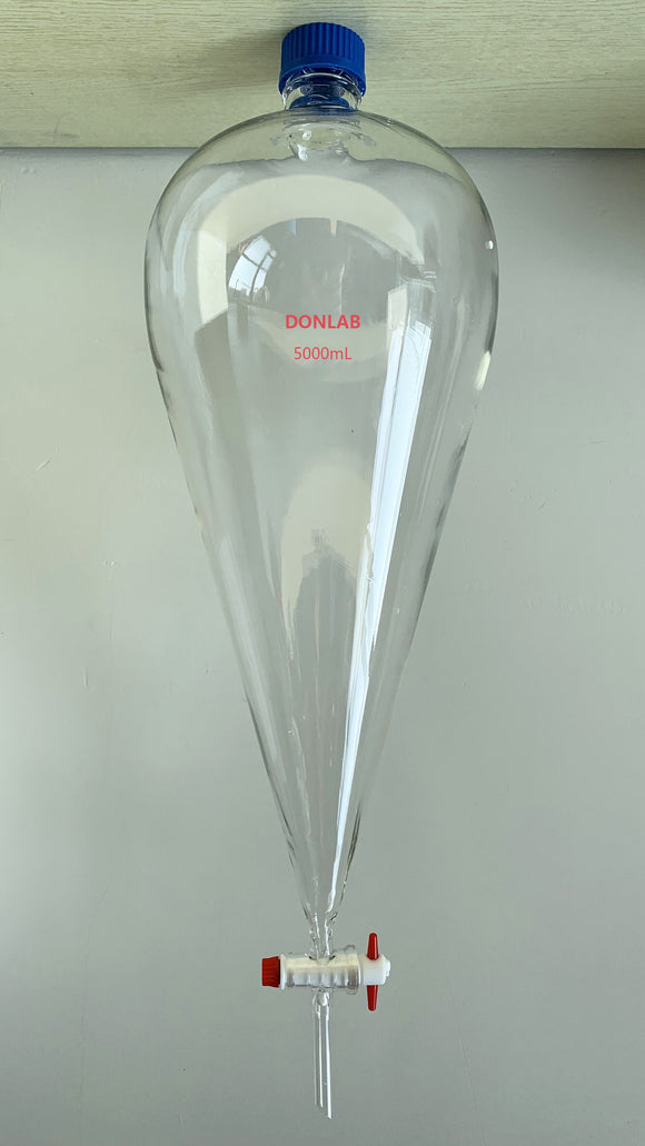 DONLAB Glass Screw-Mouth Conical Separatory Funnel with PTFE Stopcork
